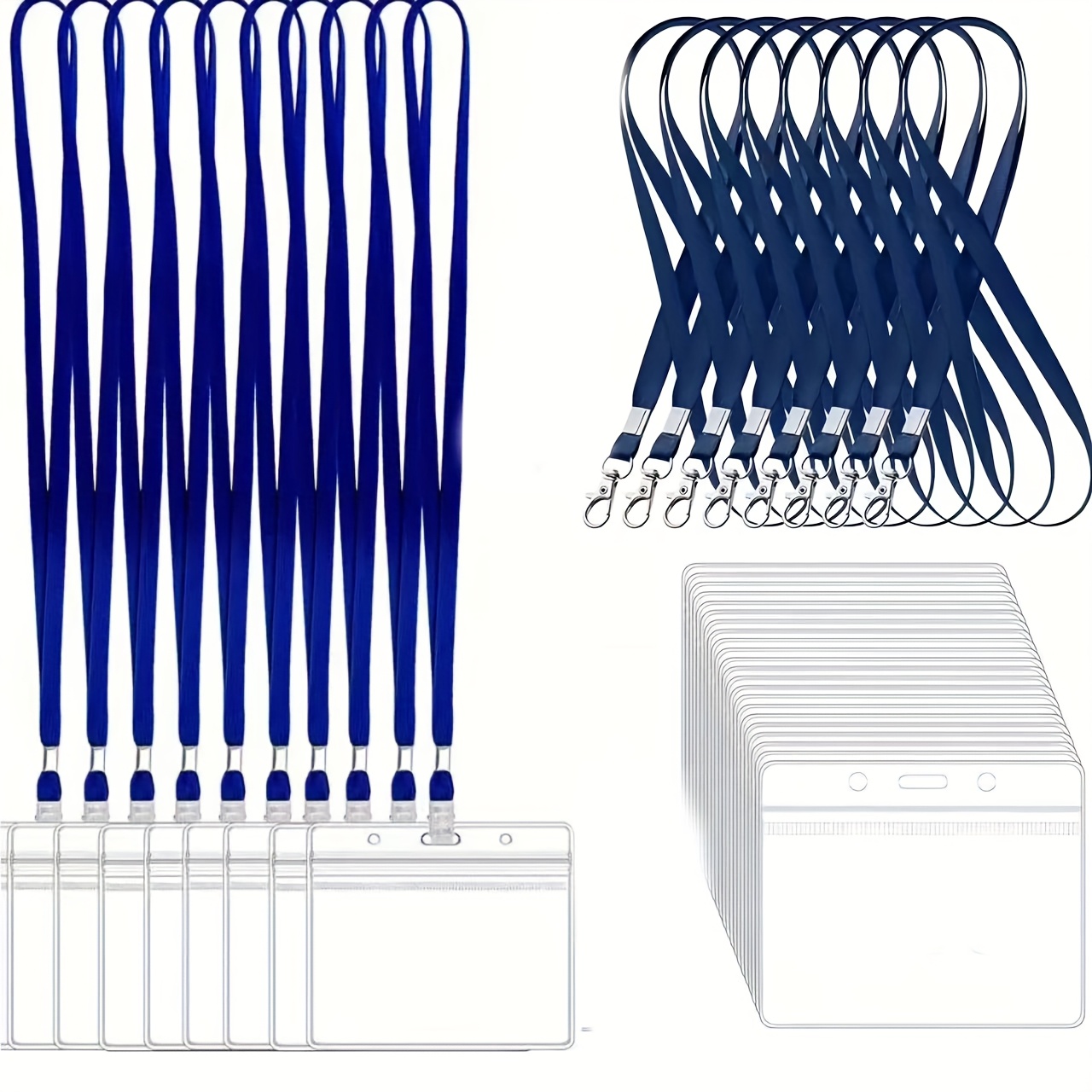 Home Office Login - 10 sets transparante PVC-ID-kaarthouder met sleutelkoord