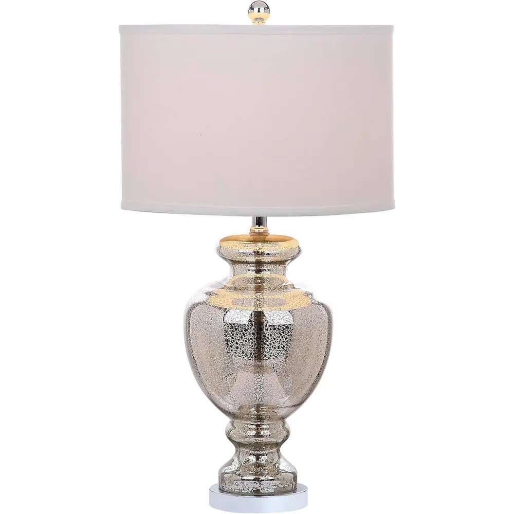 Home Office In Living Room - Mercury Silver Crackle Glass 28-inch tafellamp