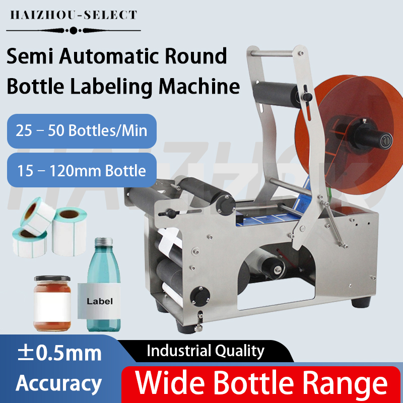 Label Maker Machine - HAIZHOU MT-50 Semi-automatische Ronde Fles Etiketteermachine