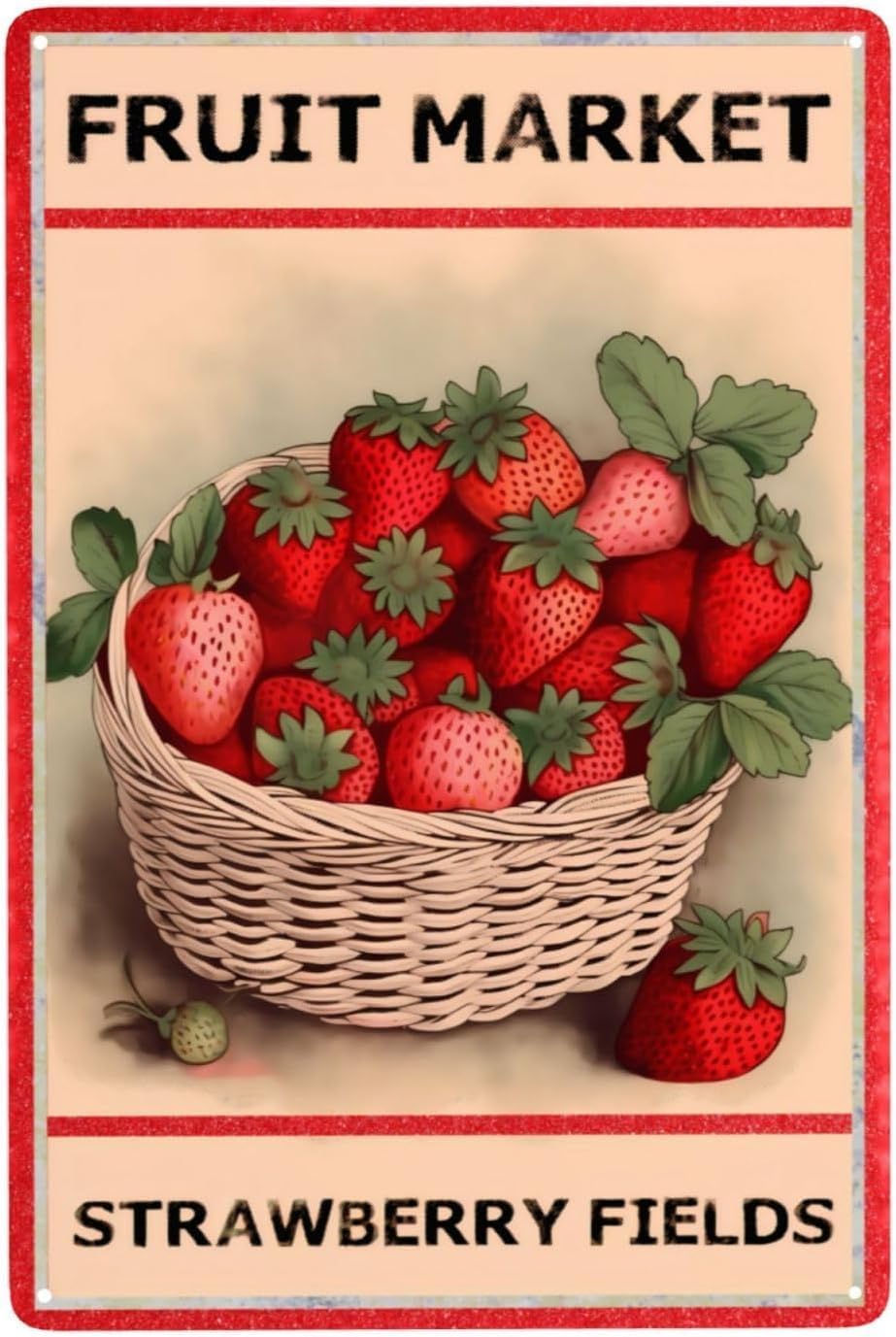 Home Office Marketing - Fruitmarkt Aardbeienvelden Metalen Tinbord, Wanddecoratie voor