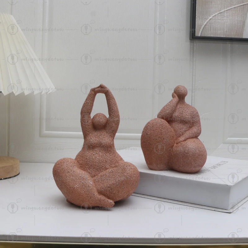 Home Office In Living Room - 1 stuk, zandsteen hars dikke vrouw