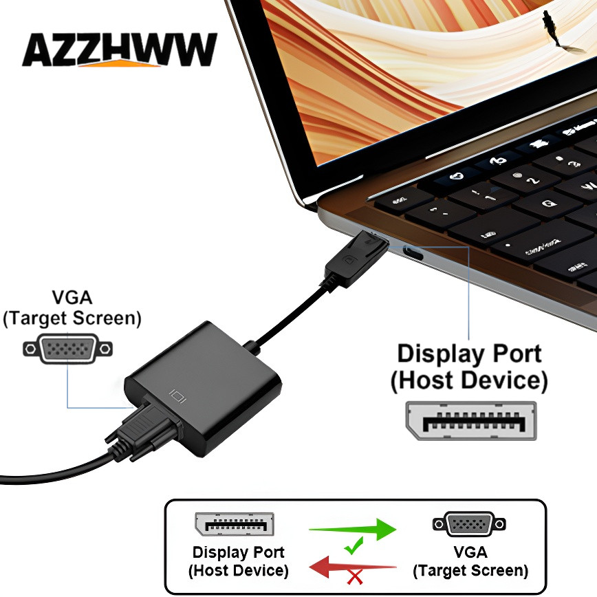 Home Office Laptop - DisplayPort naar VGA Converter HD 1080p