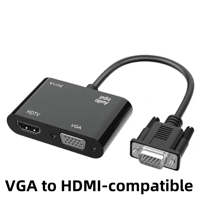 Home Office Laptop - VGA (host) naar VGA/HDMI-compatibele displayadapter met