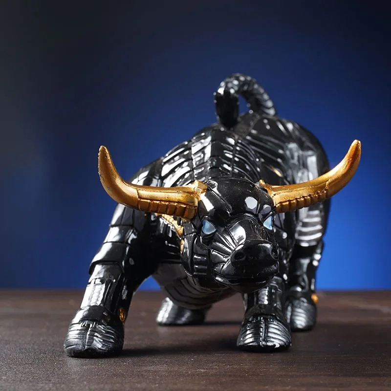 Home Office Marketing - Futuristische Bull Robot Sculpture, Modern Desk