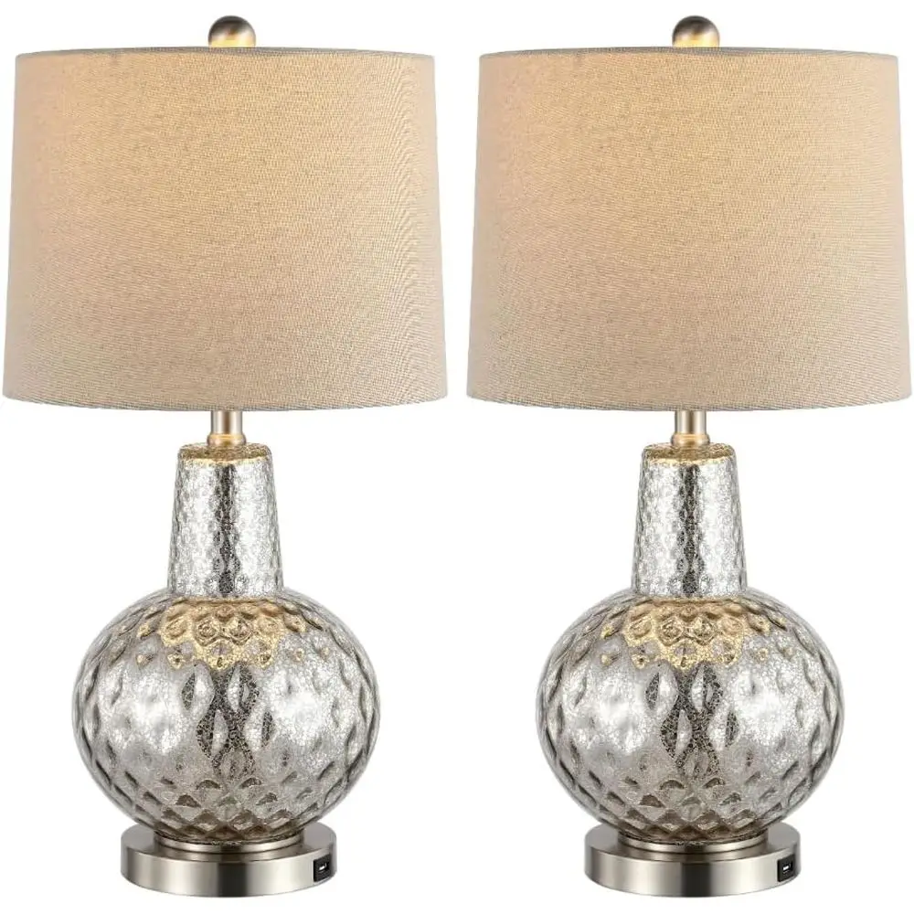 Home Office In Living Room - 24-inch zilver/ivoorkleurige LED-tafellamp voor slaapkamer, woonkamer,